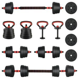 vidaXL 4-in-1 Dumbbell Set 30kg Black and Red