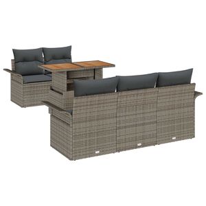 vidaXL Garden Sofa Set with Cushion 6 pcs Grey Poly Rattan