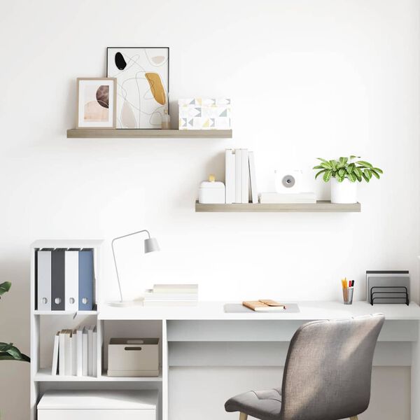 vidaXL Floating Wall Shelves 2 pcs Oak 80x23.5x3.8 cm MDF