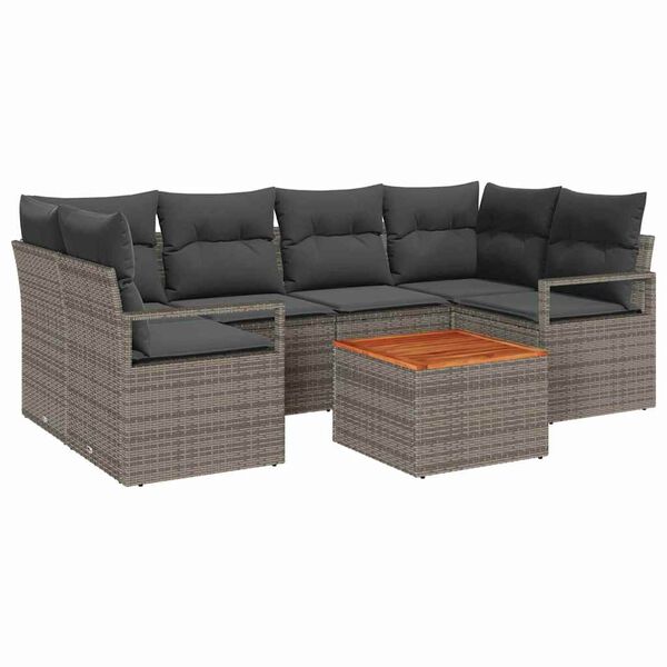 vidaXL Garden Sofa Set 7 pcs Grey