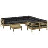 vidaXL 9 Piece Garden Sofa Set with Cushions Impregnated Wood Pine