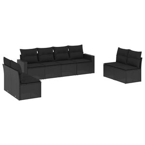 vidaXL 9 Piece Garden Sofa Set with Cushions Black Poly Rattan