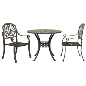 vidaXL 3 Piece Bistro Set Bronze Cast Aluminium