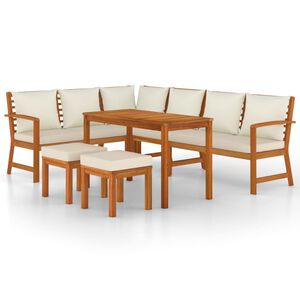 vidaXL 7 Piece Garden Dining Set with Cushions Solid Wood Acacia
