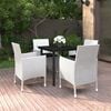 vidaXL 5 Piece Garden Dining Set Poly Rattan and Glass