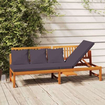 vidaXL Day Bed with Grey Cushion 200x60x75 cm Solid Wood Acacia