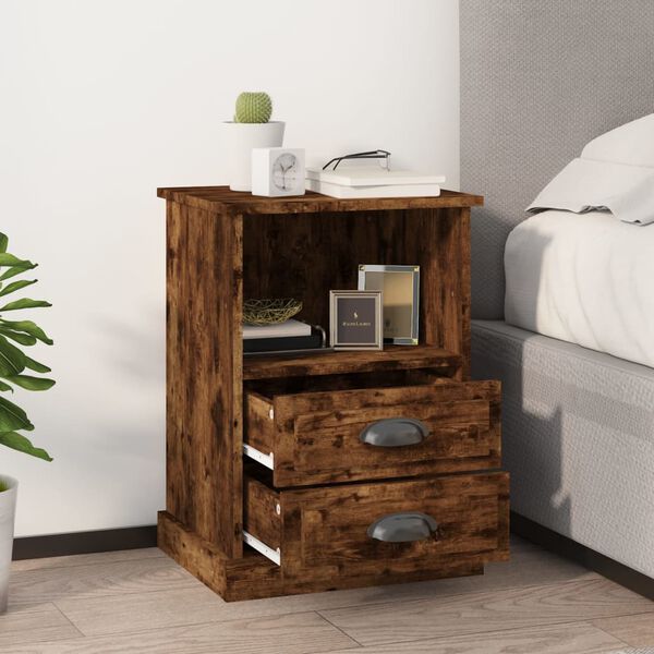 vidaXL Bedside Cabinet Smoked Oak 43x36x60 cm