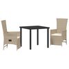 vidaXL Garden Dining Set with Cushion 3 pcs Beige Poly Rattan