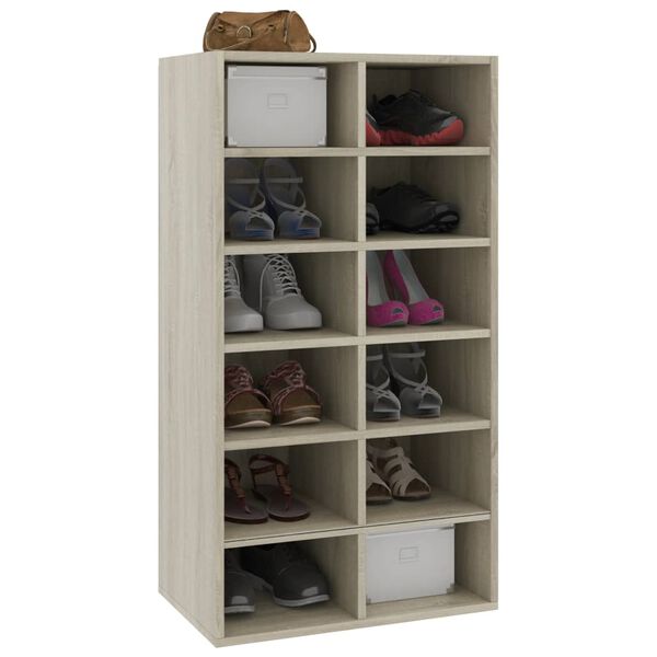 vidaXL Shoe Rack Sonoma Oak 54x34x100.5 cm Engineered Wood