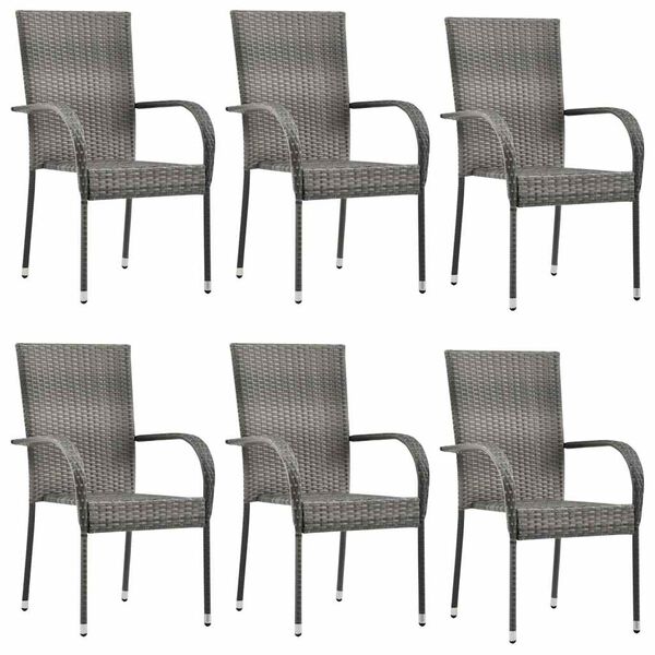 vidaXL Stackable Outdoor Chairs pcs Grey Poly Rattan