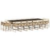 vidaXL 17 Piece Garden Dining Set with Cushions Beige Poly Rattan
