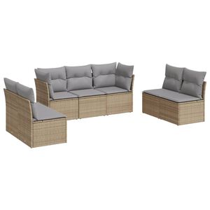 vidaXL 7 Piece Garden Sofa Set with Cushions Beige Poly Rattan