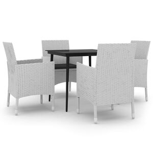 vidaXL 5 Piece Garden Dining Set with Cushions Poly Rattan and Glass