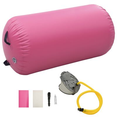 vidaXL Inflatable Gymnastic Roll with Pump 120x75 cm PVC Pink
