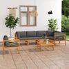 vidaXL 7 Piece Garden Lounge Set with Grey Cushions Solid Wood Teak