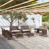 vidaXL 8 Piece Garden Lounge Set with Cushions Poly Rattan Brown
