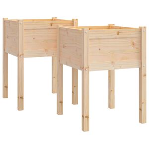vidaXL Planter | Set of 2 | Natural wood | Solid pinewood | Medium | Planter