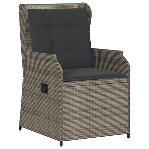 vidaXL 3 Piece Garden Lounge Set with Cushions Grey Poly Rattan