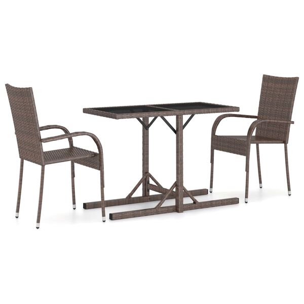 vidaXL 3 Piece Garden Dining Set Brown