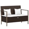 vidaXL 2-Seater Garden Bench with Cushions Brown Poly Rattan