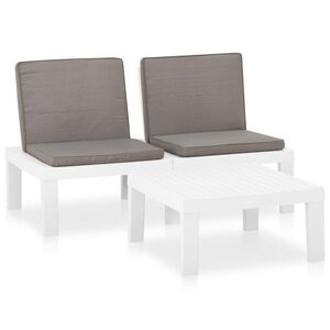 vidaXL 2 Piece Garden Lounge Set with Cushions Plastic White