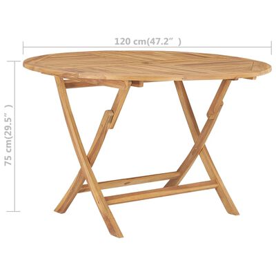 vidaXL Folding Garden Table Ø 120 cm Solid Teak Wood