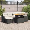 vidaXL 8 Piece Garden Sofa Set with Cushions Black Poly Rattan Acacia