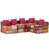 vidaXL 4-Seater Modular Pouffe Patchwork Fabric