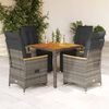vidaXL 5 Piece Garden Bistro Set with Cushions Grey Poly Rattan