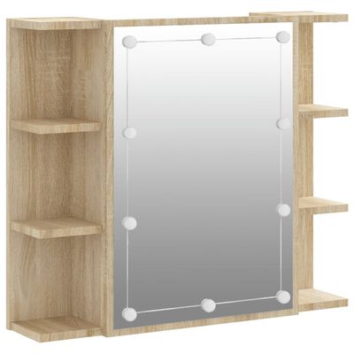 vidaXL Mirror Cabinet with LED Sonoma Oak 70x16.5x60 cm