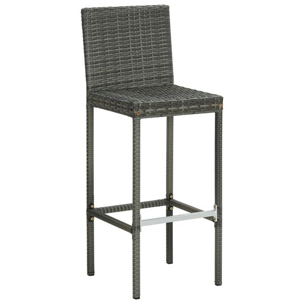 vidaXL Garden Bar Stools with Cushions 4 pcs Grey Poly Rattan