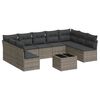 vidaXL 10 Piece Garden Sofa Set with Cushions Grey Poly Rattan