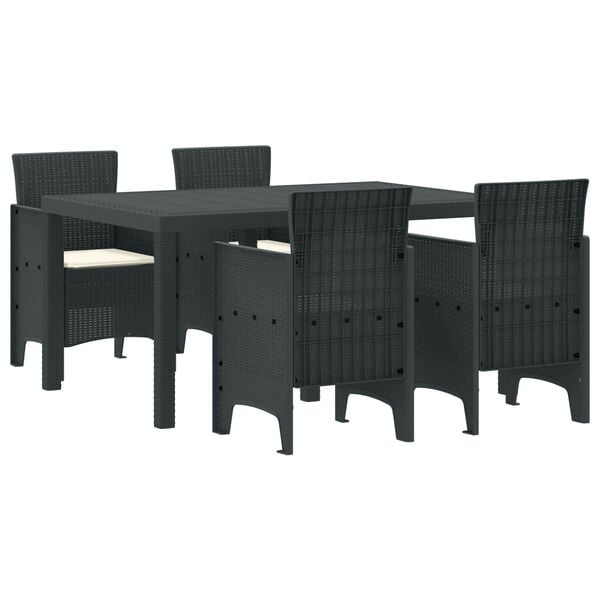 vidaXL Garden Dining Set 5 pcs Anthracite Polt rattan