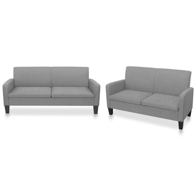 vidaXL 2 Piece Sofa Set Fabric Light Grey