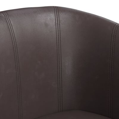 vidaXL Tub Chair with Footstool Brown Faux Leather