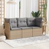 vidaXL 3 Piece Garden Sofa Set with Cushions Beige Poly Rattan