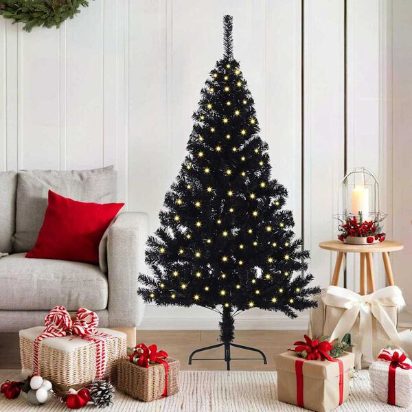 vidaXL Artificial Pre-lit Christmas Tree Black 150 cm PVC