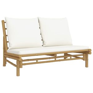 vidaXL Garden Bench with Cream White Cushions Bamboo
