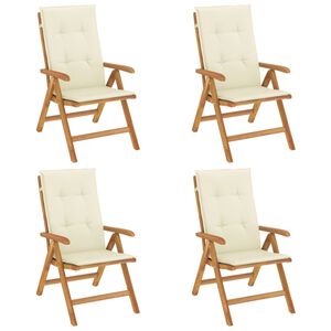 vidaXL Reclining Garden Chairs with Cushions 4 pcs Solid Wood Teak