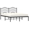 vidaXL Metal Bed Frame without Mattress with Headboard Black 135x190cm