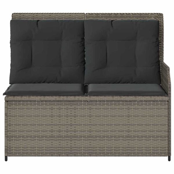 vidaXL Garden Bench with Cushion Grey Poly rattan