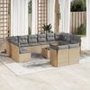 vidaXL 13 Piece Garden Sofa Set with Cushions Beige Poly Rattan