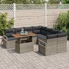 vidaXL Garden Sofa Set with Storage 9 pcs Grey Poly rattan