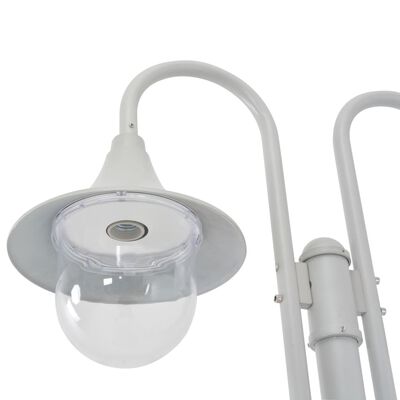 vidaXL Garden Post Light E27 220 cm Aluminium 2-Lantern White