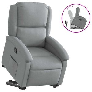 vidaXL Electric Stand up Recliner Chair Light Grey Fabric