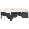 vidaXL Garden Sofa with Table and Cushions Round Black Poly Rattan