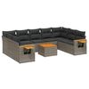 vidaXL 10 Piece Garden Sofa Set with Cushions Grey Poly Rattan
