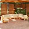 vidaXL 10 Piece Garden Lounge Set with Cream Cushions Solid Pinewood