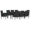 vidaXL 9 Piece Garden Dining Set Black Poly Rattan and Steel