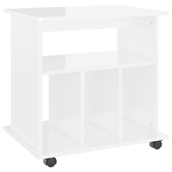 vidaXL Rolling Cabinet High Gloss White 60x45x60 cm Engineered Wood